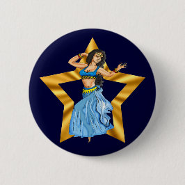 Chapa Redonda De 5 Cm Chica de danza del vientre de la estrella