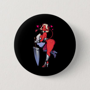 Chapa Redonda De 5 Cm Chica de Demonio Seductivo Con Fantasía De Espada