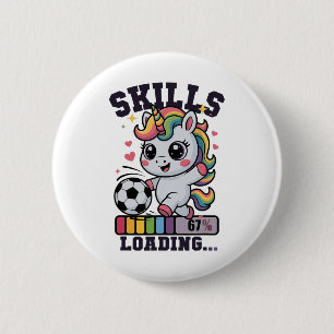 Chapa Redonda De 5 Cm Chica de fútbol linda Unicornio 67 Habilidades Car
