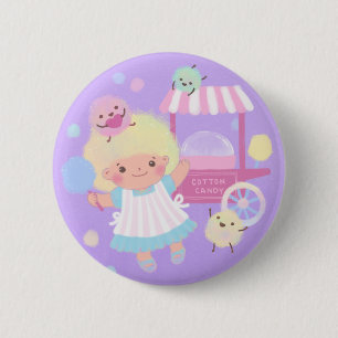 Chapa Redonda De 5 Cm Chica de golosinas con suaves monstruos fluffy