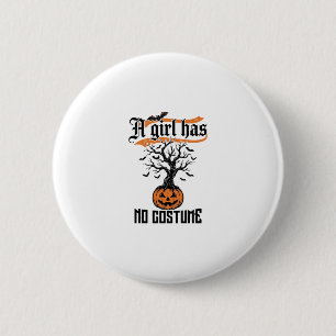 Chapa Redonda De 5 Cm Chica de Halloween sin disfraz calabaza vintage_1