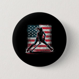 Chapa Redonda De 5 Cm Chica de Hockey sobre Césped Usa Estados Unidos de