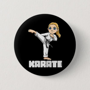 Chapa Redonda De 5 Cm Chica de karate - niña de artes marciales japonesa