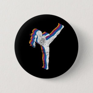 Chapa Redonda De 5 Cm Chica de Kickboxing Regalo Vintage de Kickboxer 