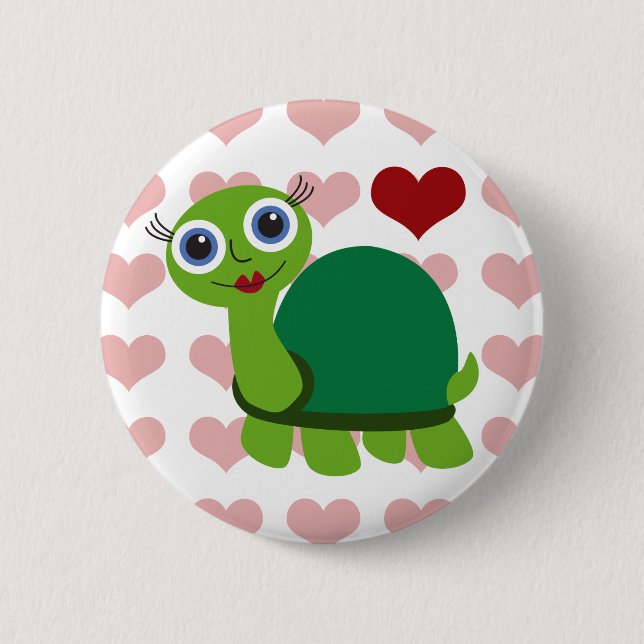 Chapa Redonda De 5 Cm Chica de la tortuga (Anverso)