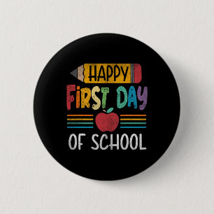 Chapa Redonda De 5 Cm Chica De Lápiz Feliz Primer Día De Enseñanza Escol