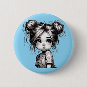 Chapa Redonda De 5 Cm Chica de Navidades Adorables con Pout - Idea de re