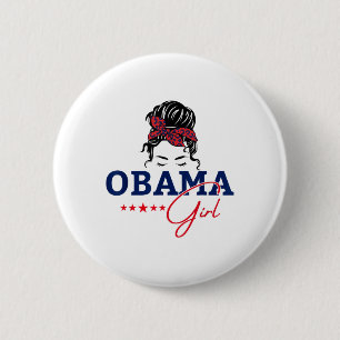 Chapa Redonda De 5 Cm Chica de Obama desordenó a Obama por las eleccione