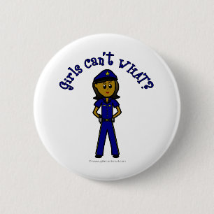 Chapa Redonda De 5 Cm Chica de policía oscuro