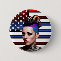 Chica de Punk de Mohawk con bandera estadounidense