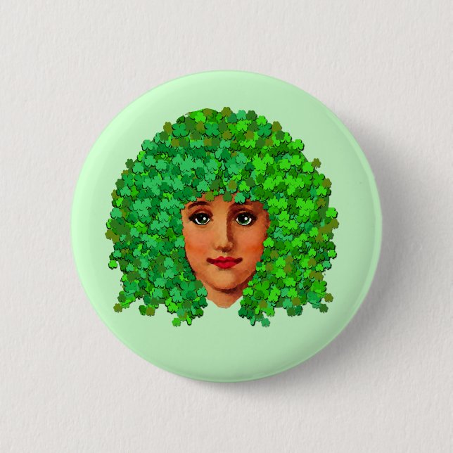 Chapa Redonda De 5 Cm Chica de Shamrock (Anverso)