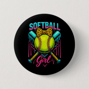 Chapa Redonda De 5 Cm Chica de Softball Ice Cream