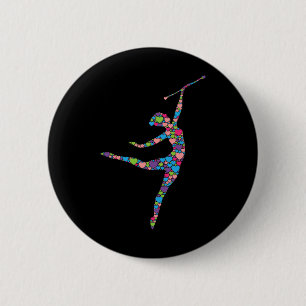 Chapa Redonda De 5 Cm Chica de torbellino de tambor - Silhouette Dancing