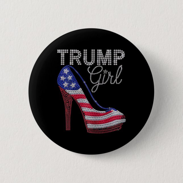 Chapa Redonda De 5 Cm Chica de Trump Stilettos de alto talón Bandera Ame (Anverso)