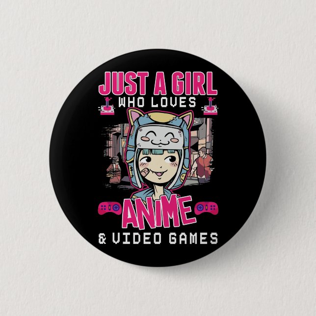 Chapa Redonda De 5 Cm Chica de Videojuegos animales Otaku Juegos de Jóve (Anverso)