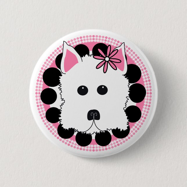 Chapa Redonda De 5 Cm Chica de Westie (Anverso)