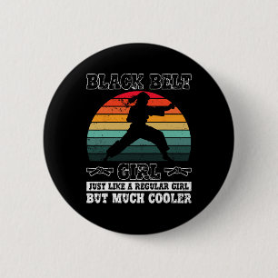 Chapa Redonda De 5 Cm Chica del cinturón negro Karate Black Belt Promoti