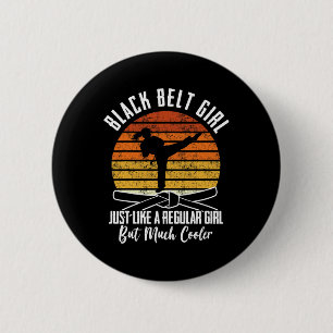 Chapa Redonda De 5 Cm Chica del cinturón negro Karate Black Belt Promoti