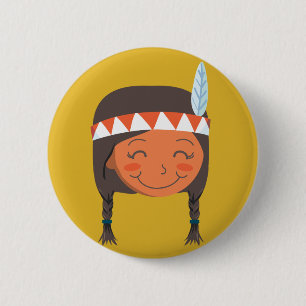 Chapa Redonda De 5 Cm Chica del nativo americano