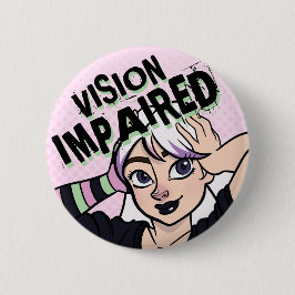 Chapa Redonda De 5 Cm Chica Dibujos Animados Rosa Punk Visión Deteriorad
