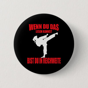 Chapa Redonda De 5 Cm Chica divertida de karate kickboxing taekwondo 
