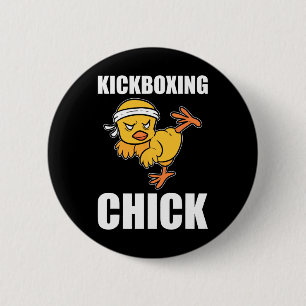 Chapa Redonda De 5 Cm Chica Divertida de Kickboxing Instructora de Kickb