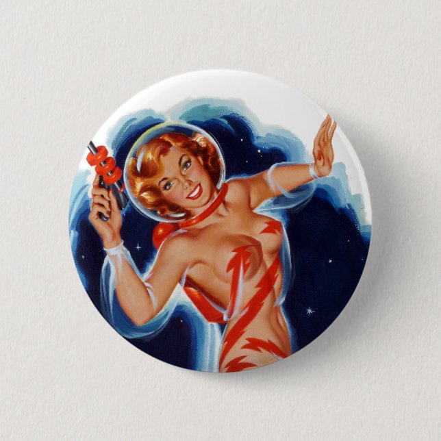 Chapa Redonda De 5 Cm Chica espacial (Anverso)