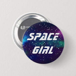 Chapa Redonda De 5 Cm Chica Espacial Identidad de Galaxia Personalizable