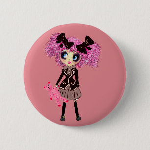 Chapa Redonda De 5 Cm Chica estudiantil kawaii con PinkyP