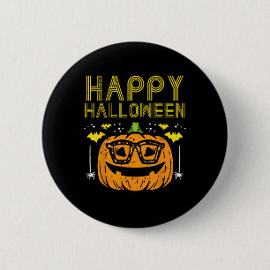 Chapa Redonda De 5 Cm Chica feliz de gafas de calabaza de Halloween