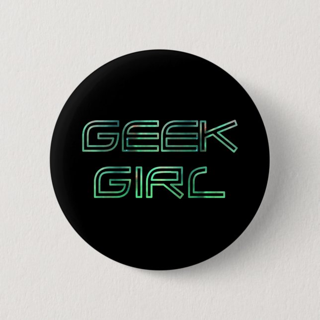 Chapa Redonda De 5 Cm chica geek (Anverso)