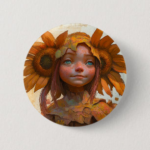 Chapa Redonda De 5 Cm Chica Girasol