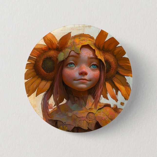 Chapa Redonda De 5 Cm Chica Girasol (Anverso)