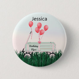 Chapa Redonda De 5 Cm Chica Happy Birday Wagon Button Pin