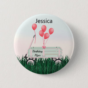 Chapa Redonda De 5 Cm Chica Happy Birday Wagon Button Pin