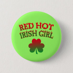 Chapa Redonda De 5 Cm Chica irlandés rojo caliente