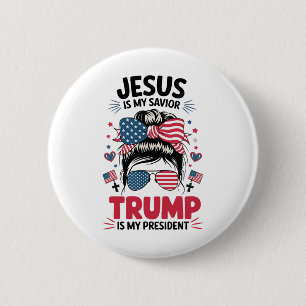 Chapa Redonda De 5 Cm Chica Jesús Mi Salvador Trump Presidente Mujer Cri
