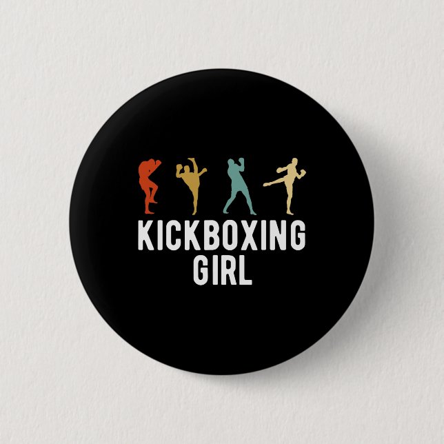 Chapa Redonda De 5 Cm Chica Kickboxer Kickboxing  (Anverso)