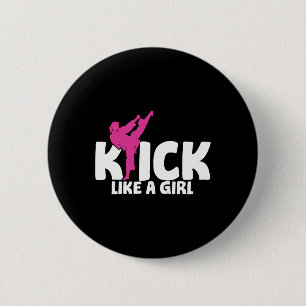 Chapa Redonda De 5 Cm Chica Kickboxer Luchadora Kickboxing Artes Marcial