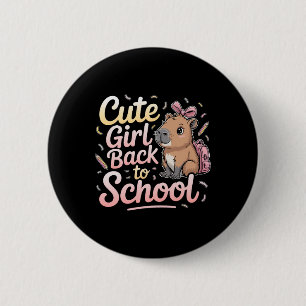 Chapa Redonda De 5 Cm Chica Linda Regresa a la Escuela Capybara Primer D