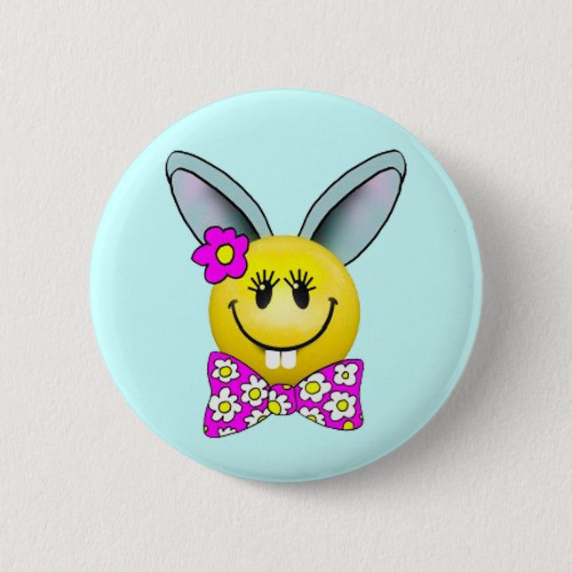 Chapa Redonda De 5 Cm Chica lindo Bunny Face Pin (Anverso)