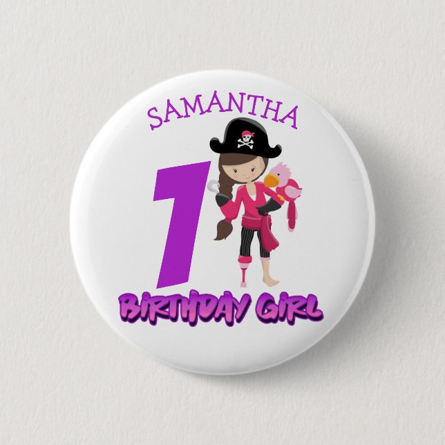 Chapa Redonda De 5 Cm Chica Loro Primer fiesta de cumpleaños Clásico de  (Anverso)