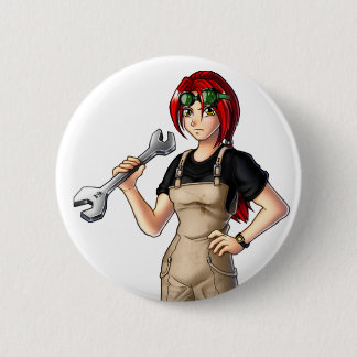 Chapa Redonda De 5 Cm Chica mecánico de anime