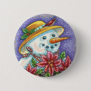 Chapa Redonda De 5 Cm Chica Navidad con poinsettia