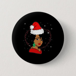 Chapa Redonda De 5 Cm Chica negra africana americana melanina Navidad Sa