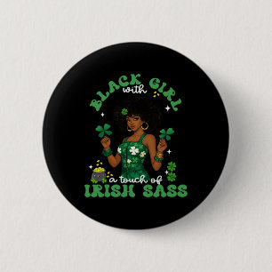 Chapa Redonda De 5 Cm Chica Negra Con S Irlandesa Día de San Patricio Or