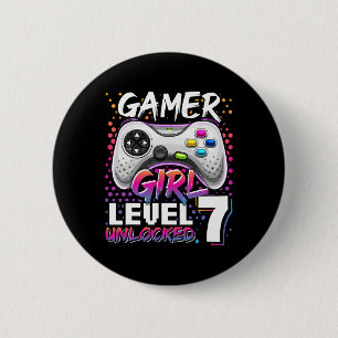 Chapa Redonda De 5 Cm Chica Nivel 7 Videojuego desbloqueado Séptimo Rega
