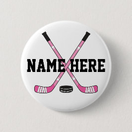 Chapa Redonda De 5 Cm Chica Nombre de Jugador de Hockey Personalizado Pi