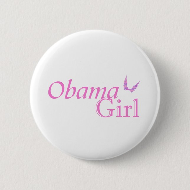 Chapa Redonda De 5 Cm "Chica Obama", pin oficial (Anverso)