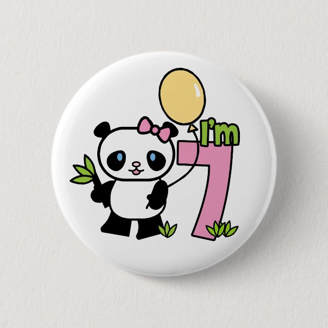 Chapa Redonda De 5 Cm Chica Panda 7º cumpleaños (Anverso)